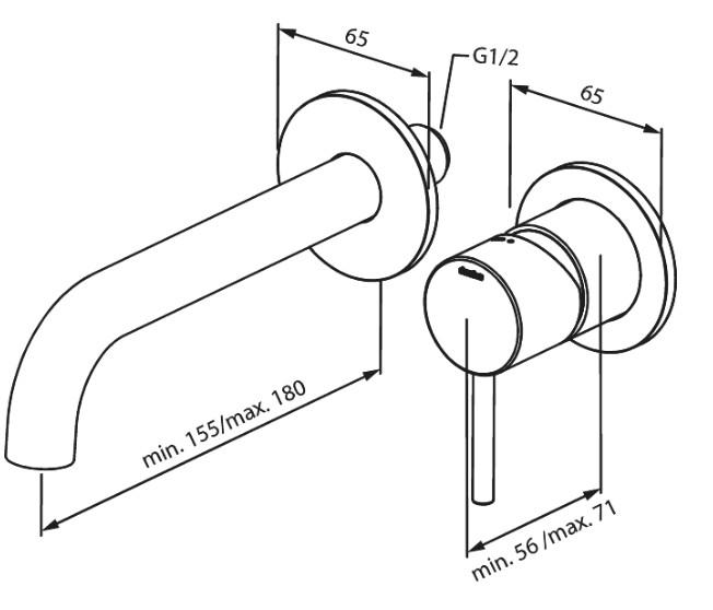 Damixa Osier armatur til indbygning i væg - Steel Damixa Osier armatur til indbygning i væg - Steel