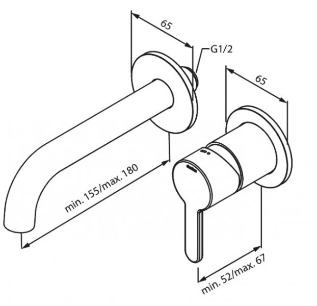 Damixa Silhouet armatur til indbygning i væg - Børstet kobber Damixa Silhouet armatur til indbygning i væg - Børstet kobber