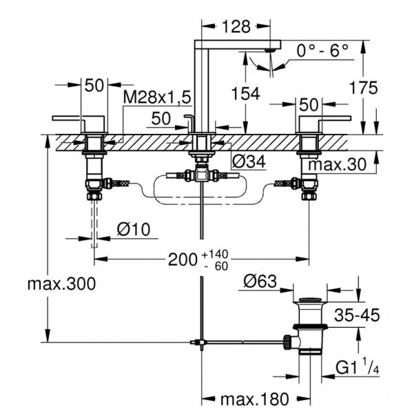 Grohe Plus 3-hulsarmatur til h&aring;ndvask - Krom