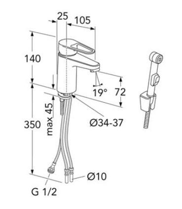 Nautic h&aring;ndvaskarmatur m/sidebruser og koldstart - Krom