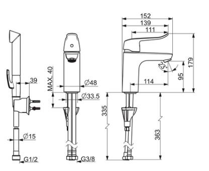 Oras Care 5701F h&aring;ndvaskarmatur m/h&aring;ndbruser - Krom