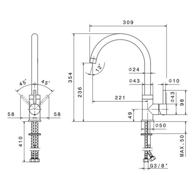 Cass&oslash;e Newform X-Trend round k&oslash;kkenarmatur - Krom
