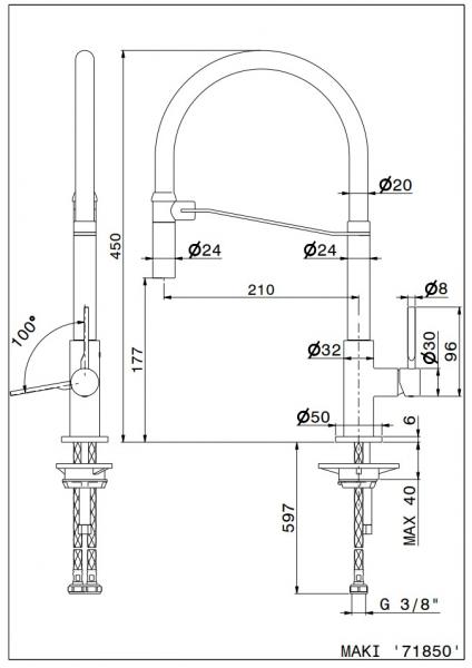 Cass&oslash;e Newform Maki stork&oslash;kkenarmatur - Mat sort