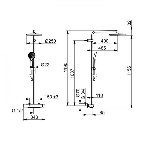 Oras Optima Style Rain 250 komplet brusesystem - Mat sort Oras Optima Style Rain 250 komplet brusesystem - Mat sort