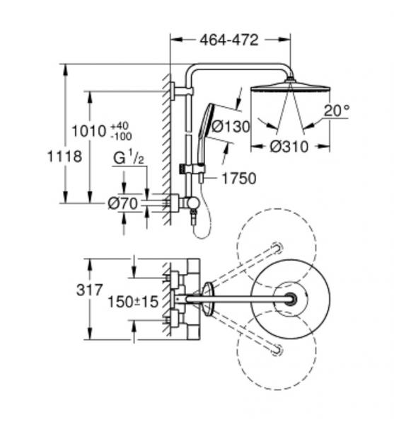 Grohe Rainshower SmartActive 310 brusesystem m/ecojoy - Krom Grohe Rainshower SmartActive 310 brusesystem m/ecojoy - Krom