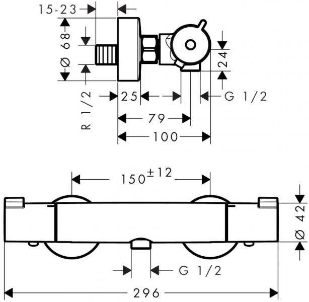 hansgrohe Ecostat 1001 CL brusetermostat m/rosetter