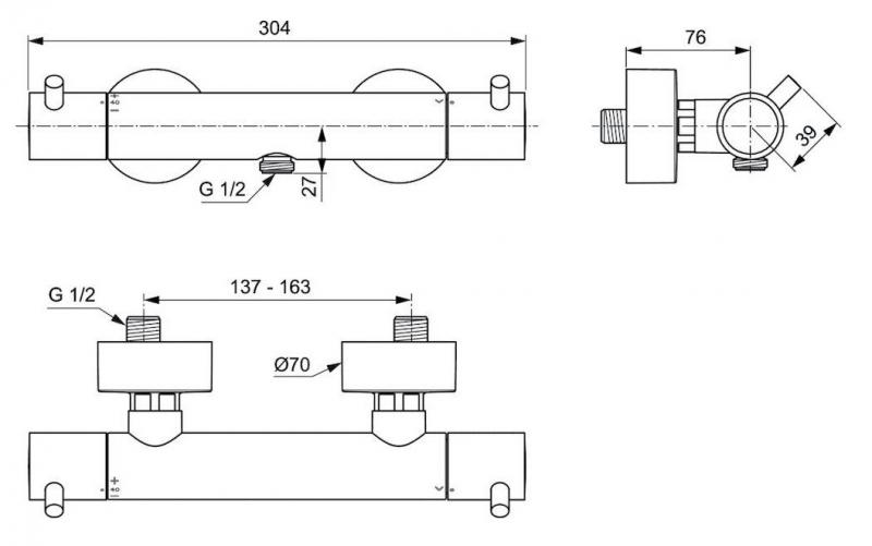 Ideal Standard Ceratherm T125 termostatarmatur - Krom