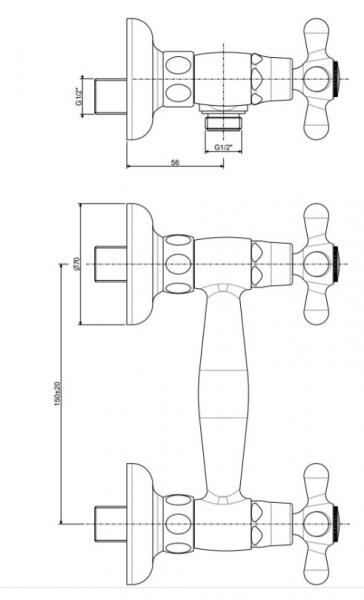 Lavabo Retro 2-grebs brusearmatur - Messing natur