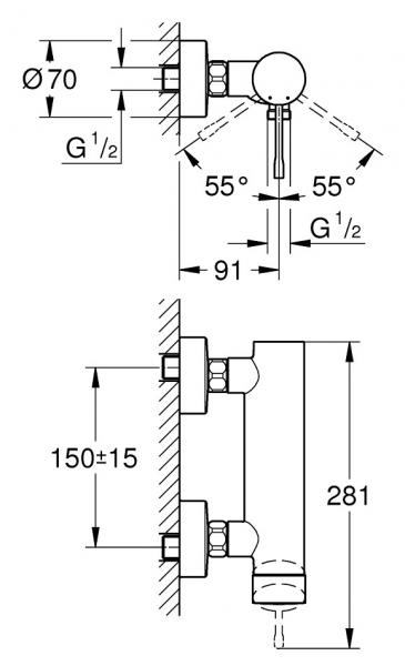 Grohe Essence New brusearmatur - Børstet hard graphite Grohe Essence New brusearmatur - Børstet hard graphite
