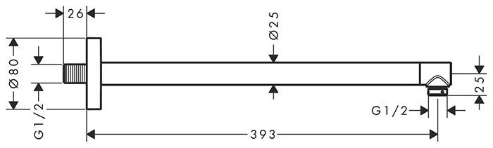 hansgrohe bruserb&oslash;jning 39 cm - Mat sort