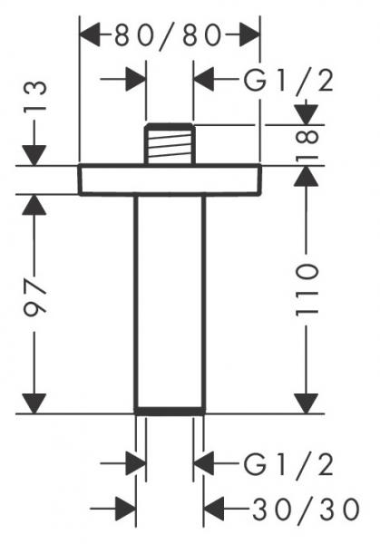 hansgrohe loftbefæstigelse E 10 cm 1/2" - Krom hansgrohe loftbefæstigelse E 10 cm 1/2" - Krom