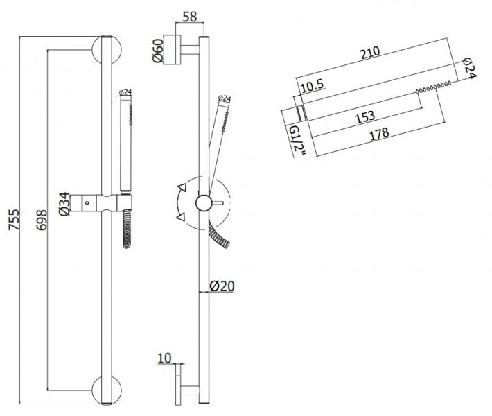 Lavabo Luca bruses&aelig;t m/slim h&aring;ndbruser - Mat sort