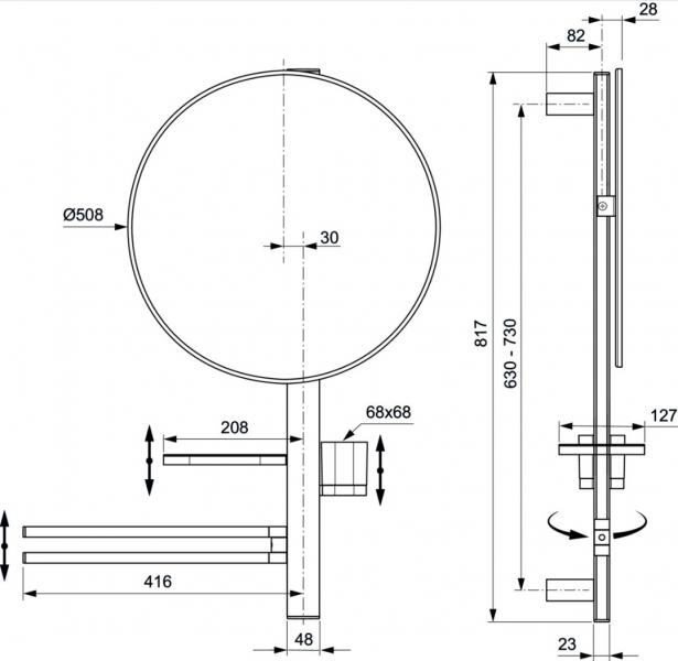 Ideal Standard Alu+ multifunktionelt spejl m/håndklædeholder - Large - Silver Ideal Standard Alu+ multifunktionelt spejl m/håndklædeholder - Large - Silver
