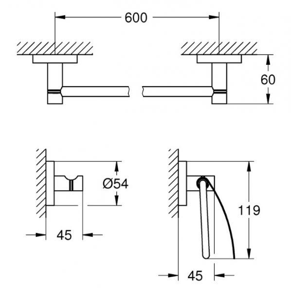 Outlet - Grohe Essentials tilbeh&oslash;rss&aelig;t 3 i 1 - B&oslash;rstet nikkel
