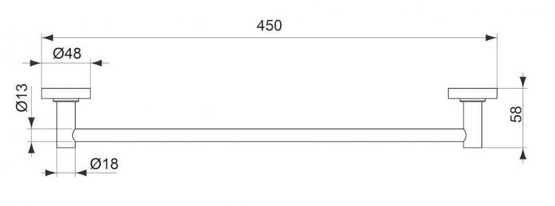 Ideal Standard IOM h&aring;ndkl&aelig;destang 450 mm - Mat sort