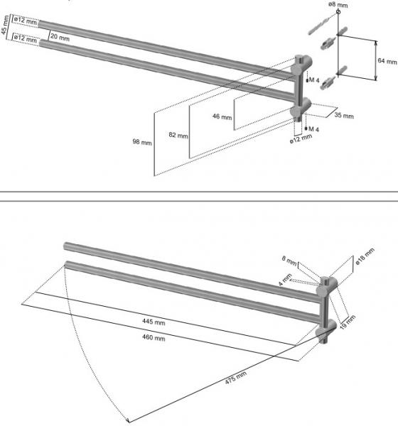 Cool Line svingbar h&aring;ndkl&aelig;destang - Poleret st&aring;l
