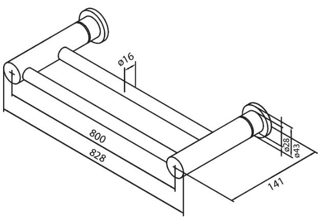 Damixa Silhouet dobbelt håndklædestang - 800 mm - Børstet messing Damixa Silhouet dobbelt håndklædestang - 800 mm - Børstet messing