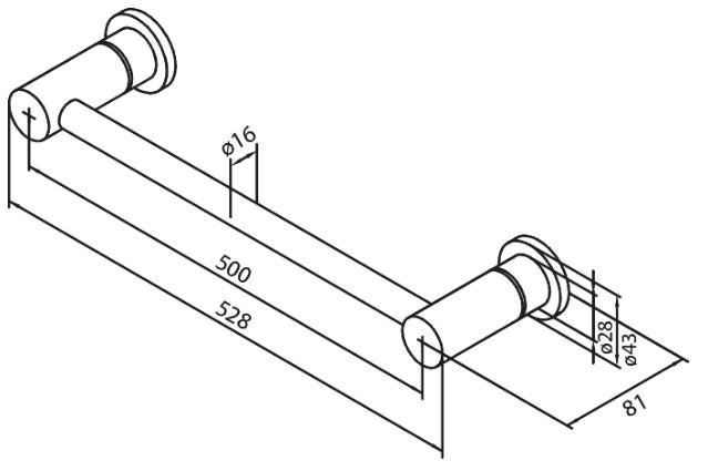 Damixa Silhouet h&aring;ndkl&aelig;destang - 500 mm - B&oslash;rstet kobber