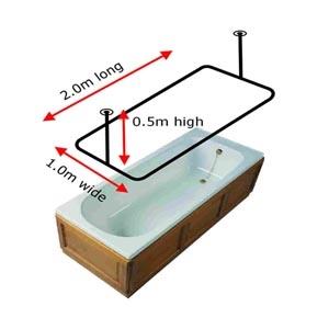 Van Der P Forhængstang 100x200cm m/2loftsstøtter - Rustfrit stål Van Der P Forhængstang 100x200cm m/2loftsstøtter - Rustfrit stål
