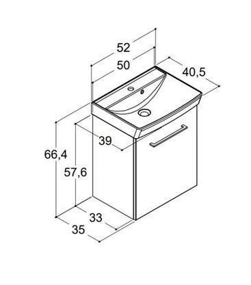 Dansani Mido møbelsæt 50 m/1 låge og Capella vask - Hvid mat Dansani Mido møbelsæt 50 m/1 låge og Capella vask - Hvid mat