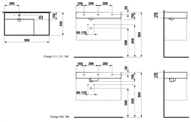 Kartell by Laufen 90 m&oslash;belvask - 1 hanehul - Uden overl&oslash;b