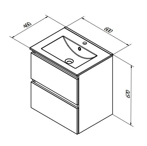 Sanibell Basicline møbelsæt 60 m/integrerede greb og stenvask - Whiskey eg Sanibell Basicline møbelsæt 60 m/integrerede greb og stenvask - Whiskey eg