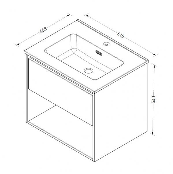 Sanibell Proline 60 møbelsæt m/1 skuffe og hylde - Sort eg Sanibell Proline 60 møbelsæt m/1 skuffe og hylde - Sort eg
