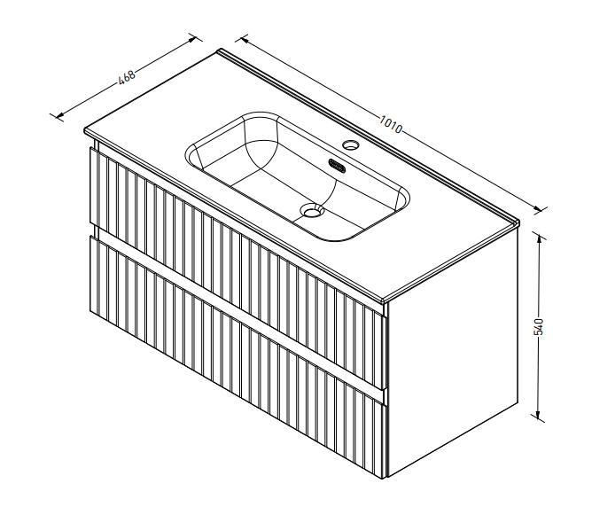 Sanibell Proline 100 m&oslash;bels&aelig;t m/lameller og 2 skuffer - Urban eg