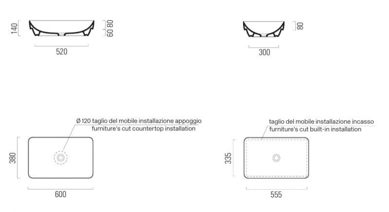 GSI Pura 60 fritstående bowlevask - Firkantet - Uden overløb - Mat hvid GSI Pura 60 fritstående bowlevask - Firkantet - Uden overløb - Mat hvid