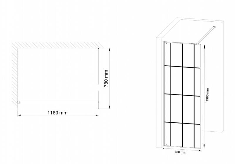 Nortiq New York fast brusevæg m/sprosser - 80 cm Nortiq New York fast brusevæg m/sprosser - 80 cm