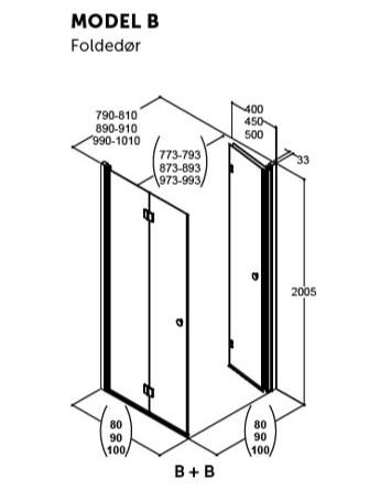 Dansani Match B+B bruseniche - 80x80 cm - Tonet glas/mat sort Dansani Match B+B bruseniche - 80x80 cm - Tonet glas/mat sort