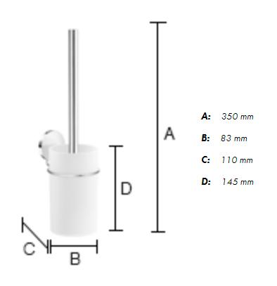 Beslagsboden Puck selvkl&aelig;bende toiletb&oslash;rste - Hvid/krom