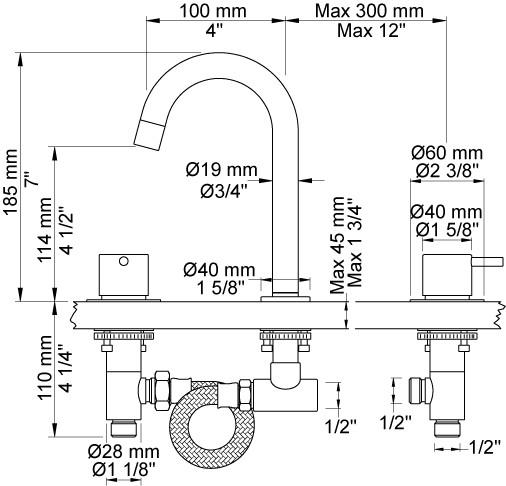 Vola HV8 H&aring;ndvaskbatteri - Krom