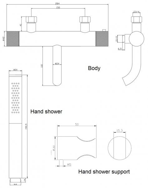 Cassøe komplet badekararmatur m/crystal cut - Mat sort Cassøe komplet badekararmatur m/crystal cut - Mat sort