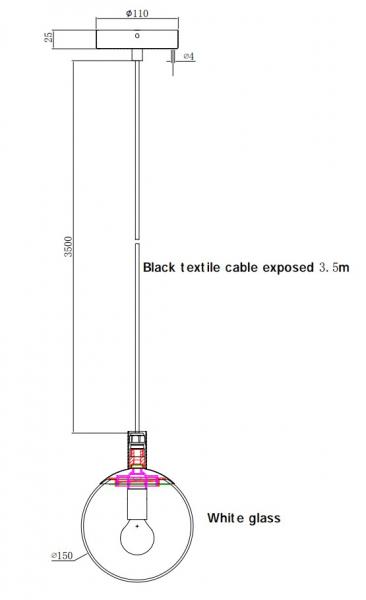 Cassøe Luna pendel m/hvidt glas - Mat sort Cassøe Luna pendel m/hvidt glas - Mat sort