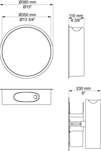 Vola påbygget affaldsbeholder med sort låg - Krom Vola påbygget affaldsbeholder med sort låg - Krom