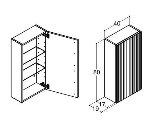 Dansani Luna Urban overskab m/1 låge - Højrehængslet - Riflet/valgfri farve Dansani Luna Urban overskab m/1 låge - Højrehængslet - Riflet/valgfri farve