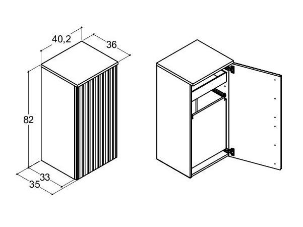 Dansani Luna Urban sideskab B m/låge og vasketøjspose - Venstrehængslet - Riflet/valgfri farve Dansani Luna Urban sideskab B m/låge og vasketøjspose - Venstrehængslet - Riflet/valgfri farve