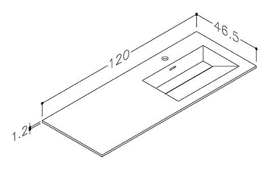 Strømberg Corian 120 møbelvask - Vask til højre - Mat hvid Strømberg Corian 120 møbelvask - Vask til højre - Mat hvid