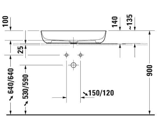 Duravit Luv 70 fritst&aring;ende bowlevask - Uden hanehul - Wondergliss