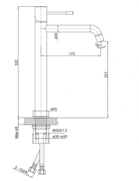 Hafa Fine h&aring;ndvaskbatteri til bowlevask - Mat sort