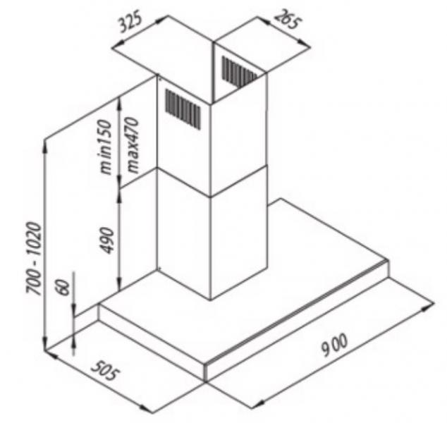 Eico Lucca P 90 ECO emhætte til vægmontering - Rustfrit stål Eico Lucca P 90 ECO emhætte til vægmontering - Rustfrit stål