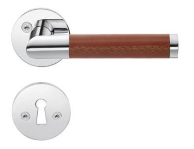 Beslagsboden indend&oslash;rs d&oslash;rgreb inkl n&oslash;gleskilt - Krom/brun l&aelig;der - S&aelig;t &aacute; 4 stk