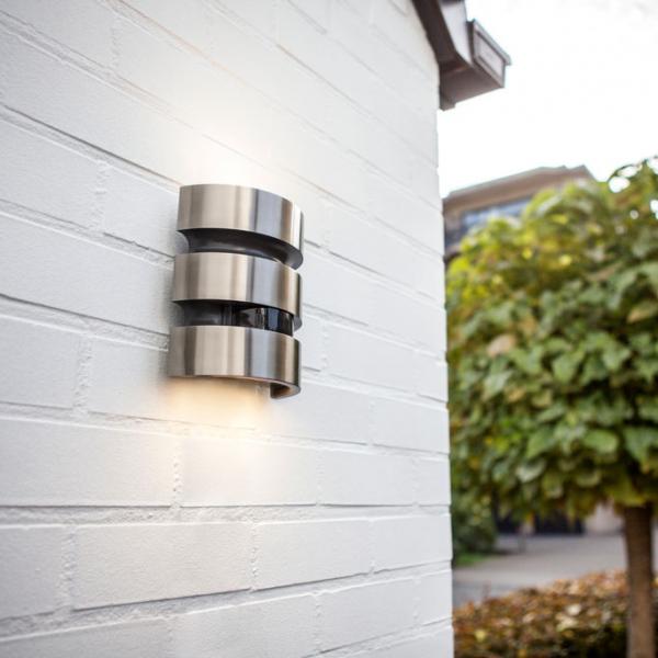 Lutec Architectural Maya udend&oslash;rslampe til v&aelig;g m/PIR-sensor - Rustfrit st&aring;l