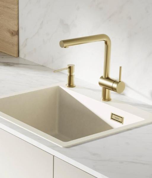 Blanco Naya 6 UX køkkenvask m/Linus køkkenarmatur - Satin gold/Soft white Blanco Naya 6 UX køkkenvask m/Linus køkkenarmatur - Satin gold/Soft white