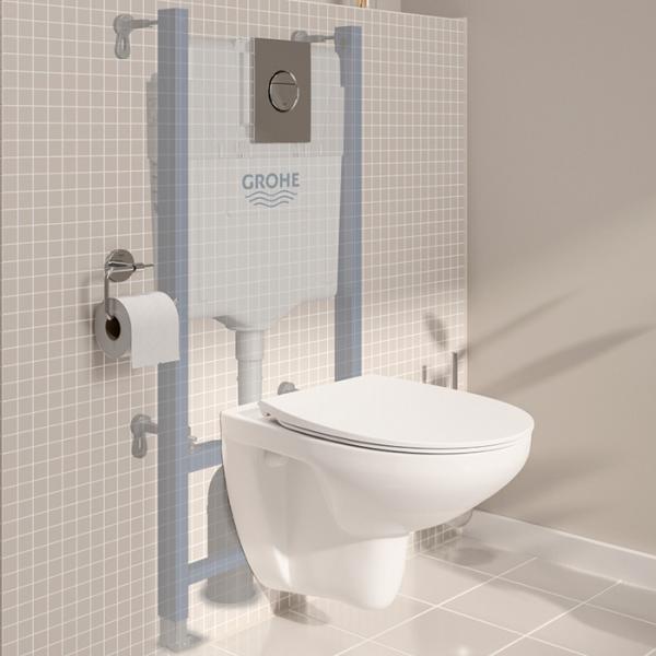 Grohe Solido Bau 5-i-1 toiletpakke inkl. s&aelig;de m. softclose, cisterne og krom betjening