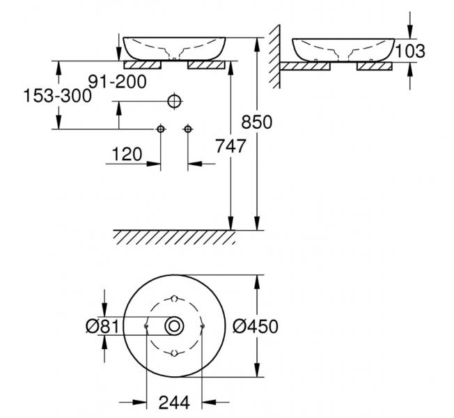 Grohe Essence &Oslash;45 fritst&aring;ende bowlevask - Uden overl&oslash;b