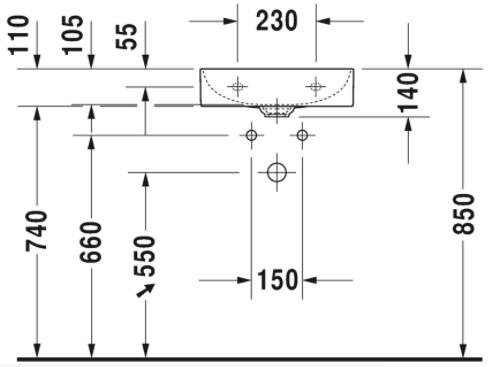 Duravit DuraSquare 45 h&aring;ndvask t/v&aelig;g eller m&oslash;bel - Uden hanehul - Uden overl&oslash;b