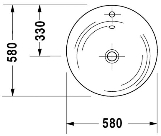 Duravit Starck 1 &Oslash;58 h&aring;ndvask t/m&oslash;bel eller nedf&aelig;ldning - 1 hanehul