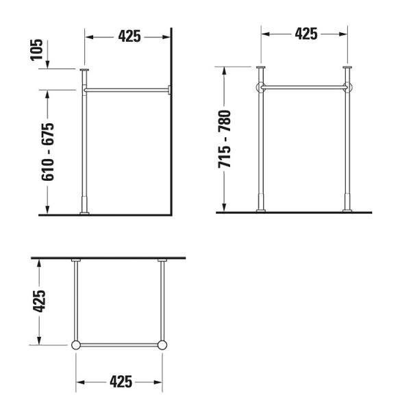 Duravit Vero 50 gulvst&aring;ende metalstativ til h&aring;ndvask - Krom